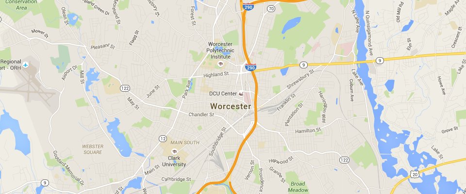 Worcester Disposal Dumpster Rental Service Area Map